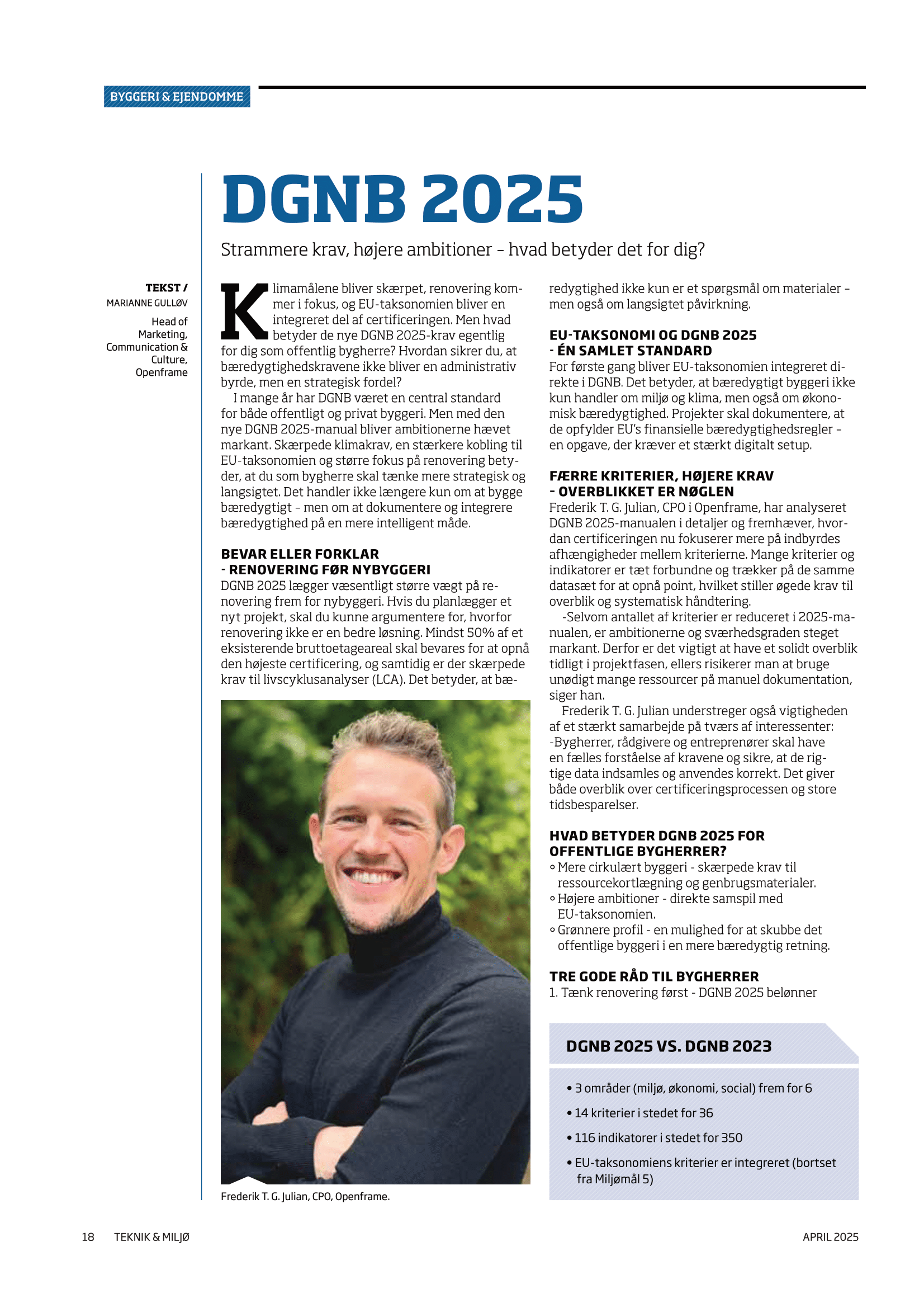 Artikel i Teknik & Miljø